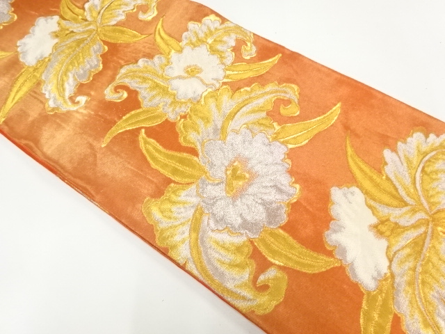 蘭模様織出し袋帯